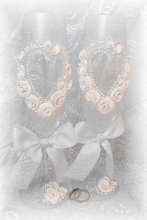 Свадебные бокалы с декором ручной работы!