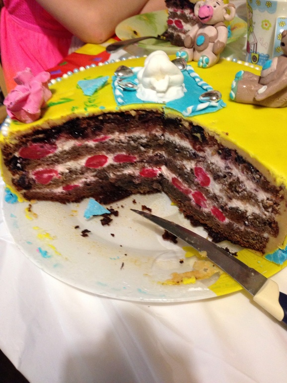 Сынуле сегодня годик!!! Мой пробный тортик всю ночь лепила :-)