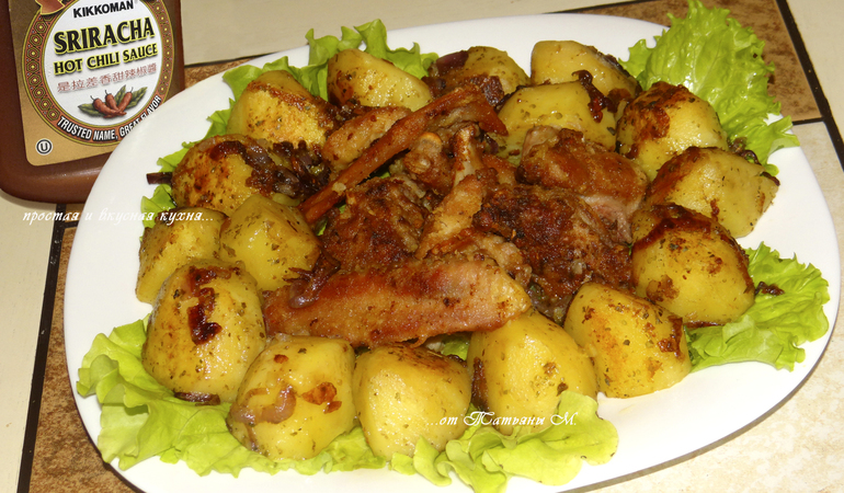 Утка с картофелем, жаренные с чили-соусом...)))