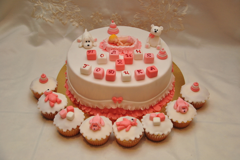Девчачий тортик с капкейками