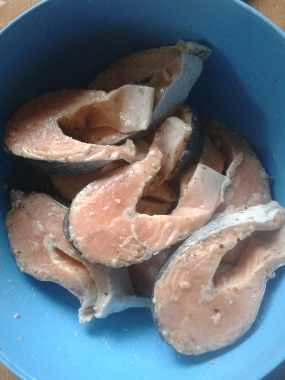 Сёмга в духовке... гарнир рис с овощами