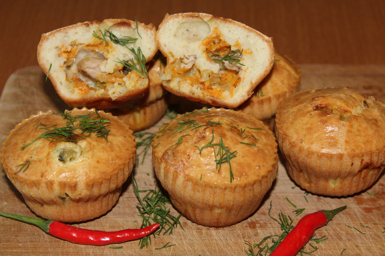 Маффины с овощами и курочкой!