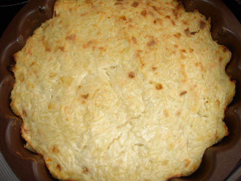 Запеканка из вермишели с отварным мясом (как в садике)