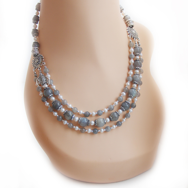 Комплект украшений из лабрадора "Дождь вдвоем"