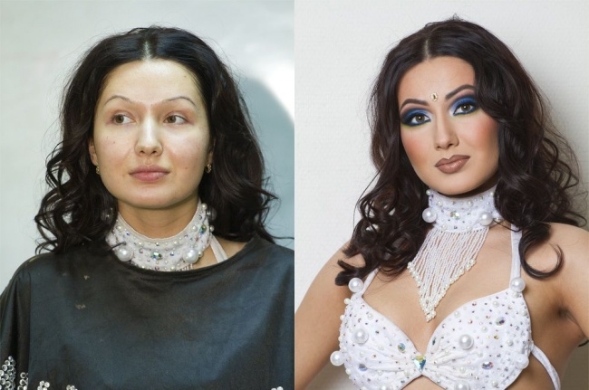 девушки до макияжа и после