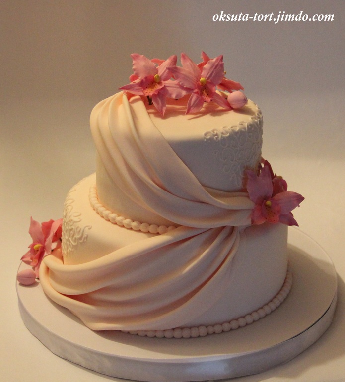 Свадебный торт с розовыми орхидеями (ещё один))