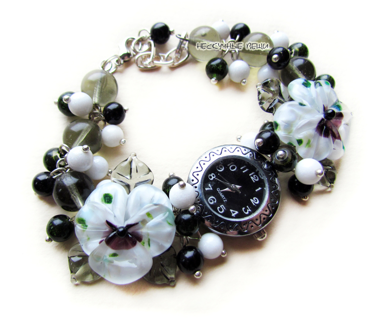 "Вечер" наручные часы с бусинами лэмпворк