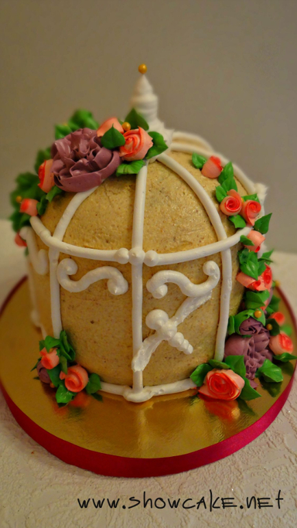 Кремовый торт - клетка. Пионы и розы.