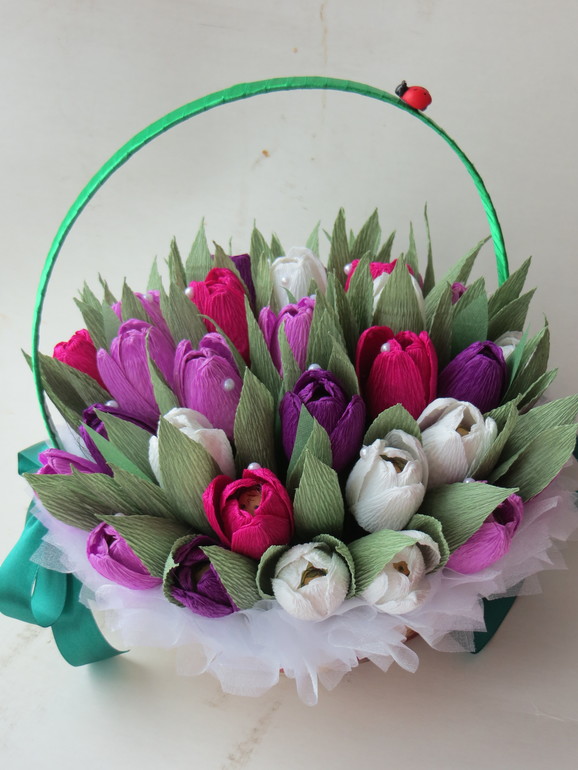 2 корзиночки тюльпанов