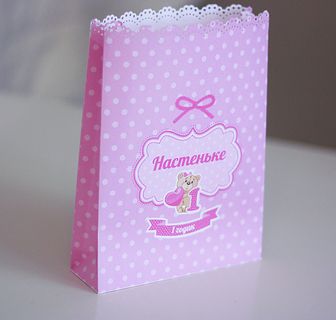 Набор декора для Дня Рождения Настеньки. Розовый и мишки