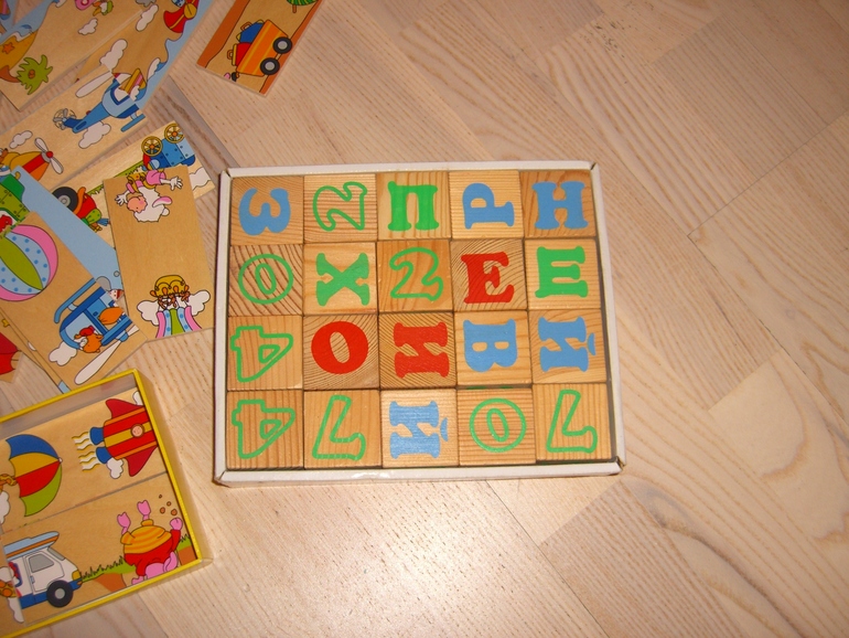 Деревянный пазл + азбука кубики