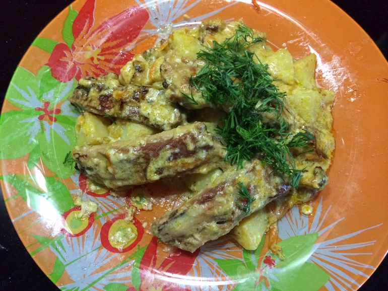 Свиные ребрышки с картошкой