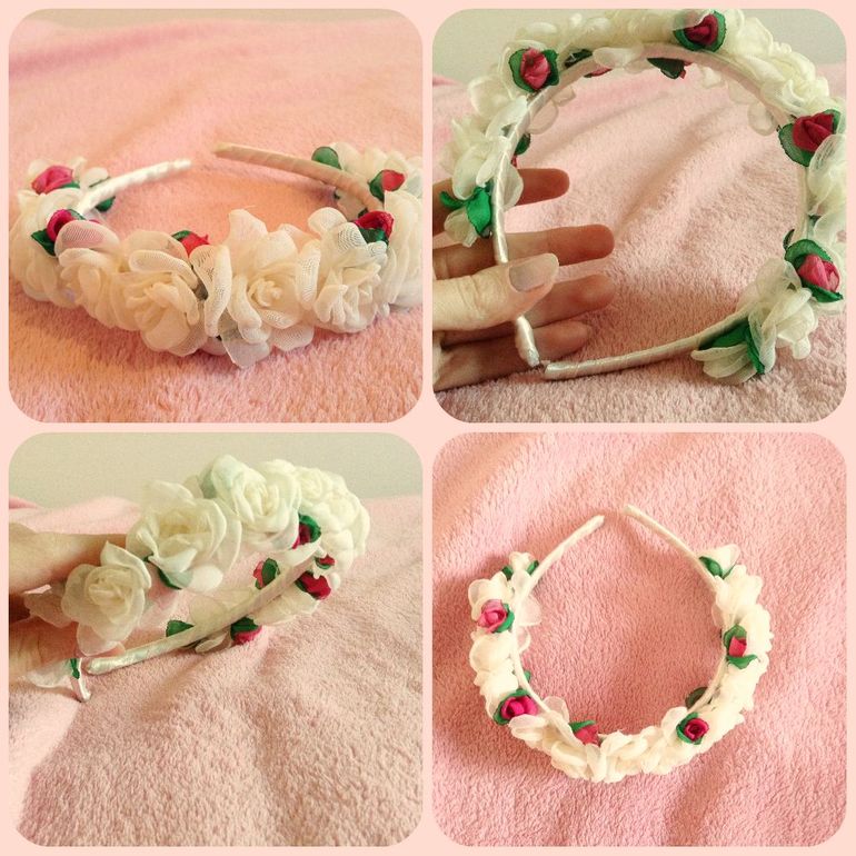 Мои летние цветы из ткани для ободка