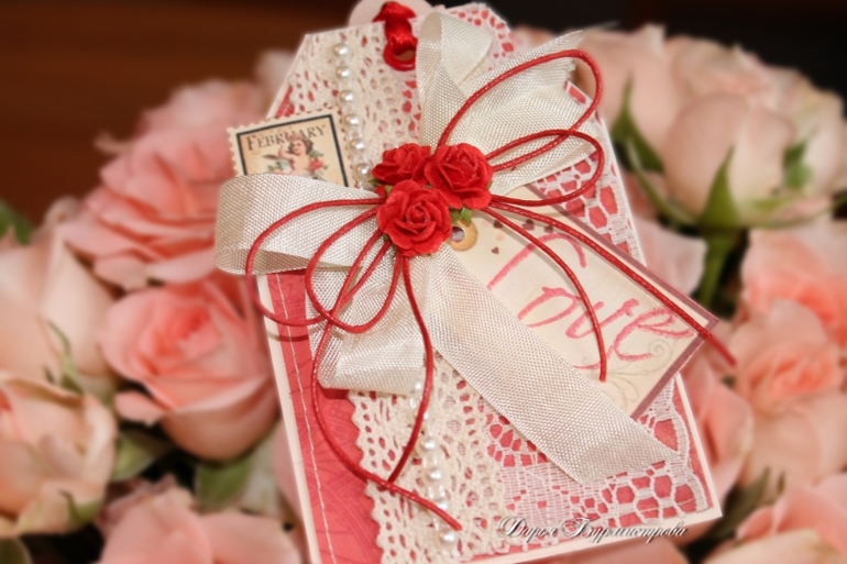 Открытка Ландыши + теги-валентинки