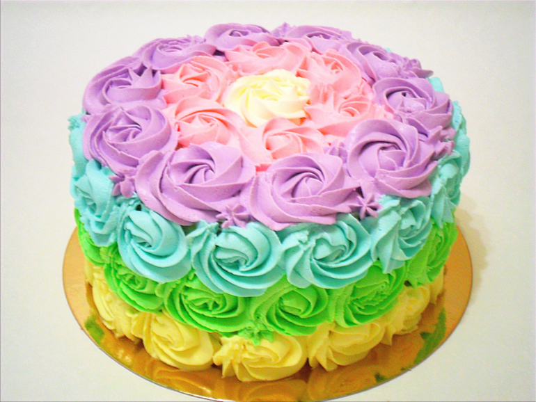 Birthday rainbow cake))