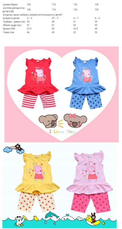 яркие комплекты с пеппой, цена 420 руб! сразу на ваш адрес!