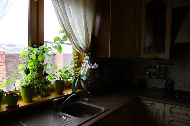 Кухня в деревянном доме.