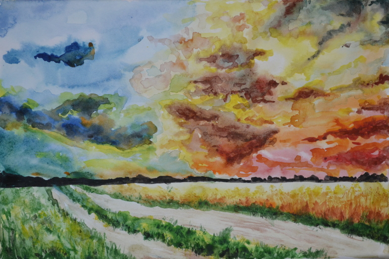 Акварель "На закате"