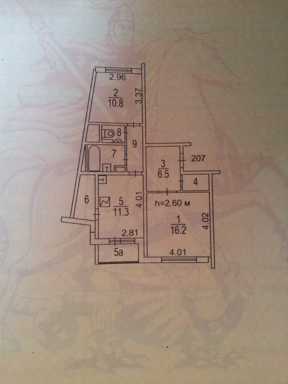Нестанадртная планировка, двушка 58 м2