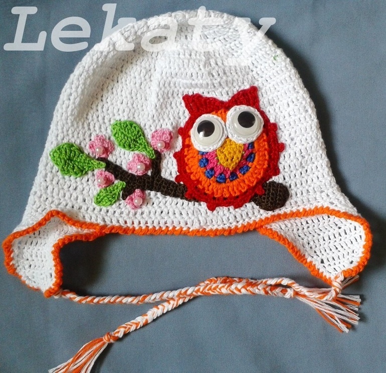 Шапочка для девочки с совушкой