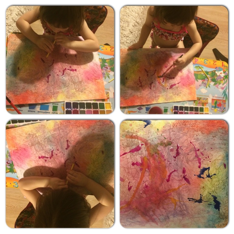 Художка он-лайн. Акварель и полиэтилен.