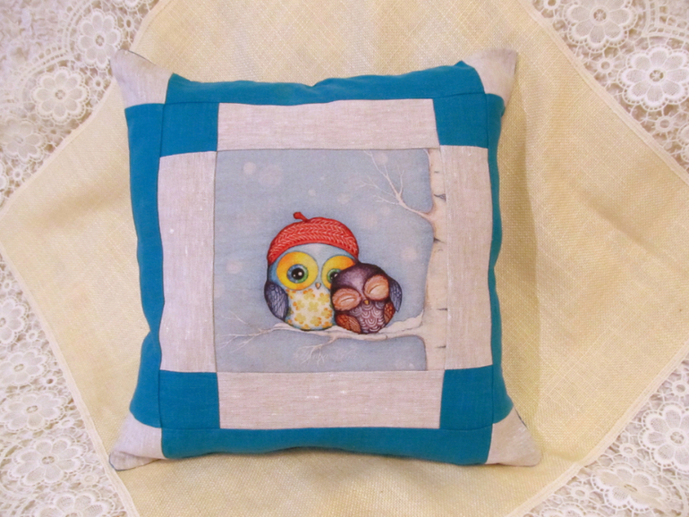 Наволочки с совушками цвета морской волны