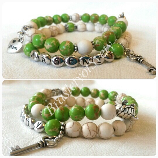 Браслеты с именами из натуральных камней