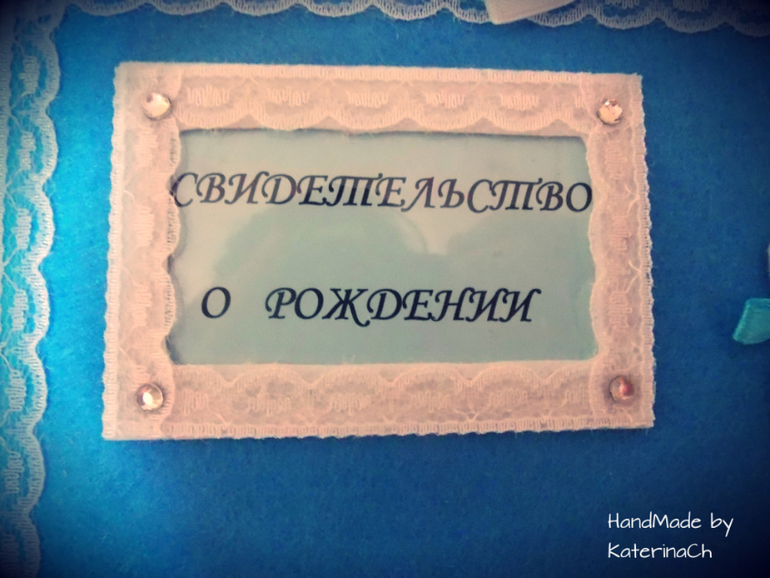 Обложка на Свидетельство о рождении из фетра №1