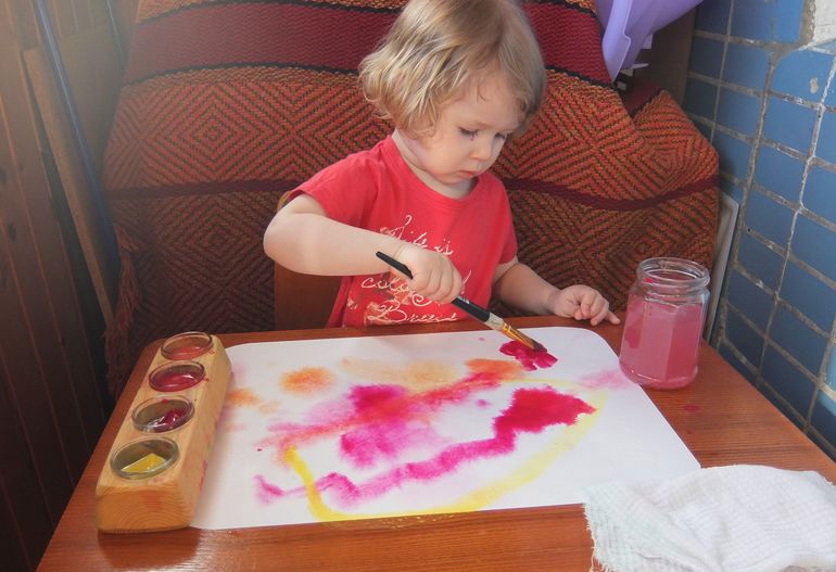 Рисование акварелью + аппликация