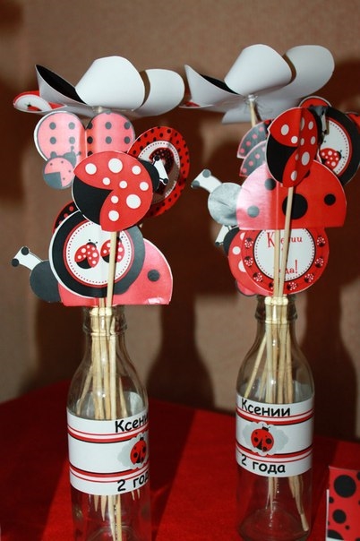 Оформление дня рождения в стиле "Божья коровка", бумажный вариант