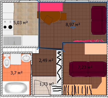 Маленькая однушка для троих.