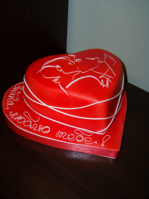 Торты к дню влюбленных (роспись)