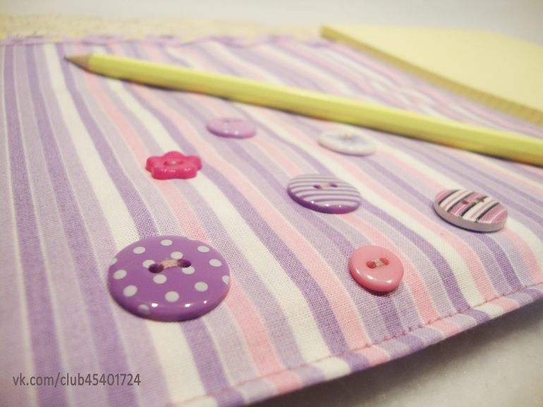 Текстильный блокнот со сменным блоком.