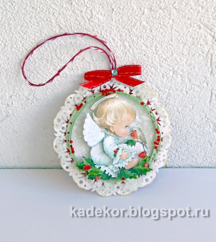 Готовимся к Новому году.  Открытка с ангелочком