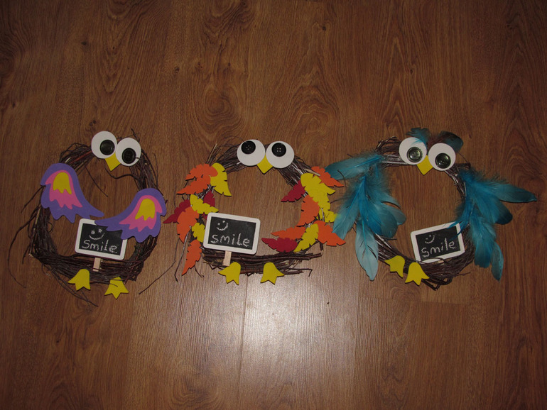 Осенний венок на дверь "Совы"