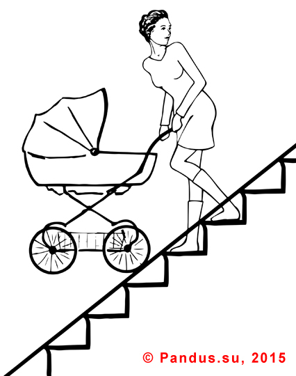Как спускать коляску по лестнице с ребенком. Спуск коляски по лестнице. Коляска которая поднимается по лестнице. Лестница для колясок. С коляской по лестнице.