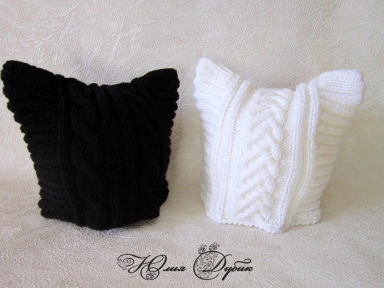 Чёрная и белая....котошапки....