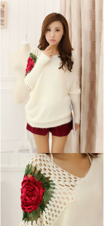 корейские свитера с розой, цена 695 руб! сразу на ваш адрес!