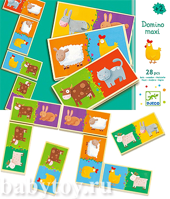 Пристрою Новые игрушки DJECO Макси домино ,  Тропическая рыбалка, Дер. Магниты Ферма, Пазлы