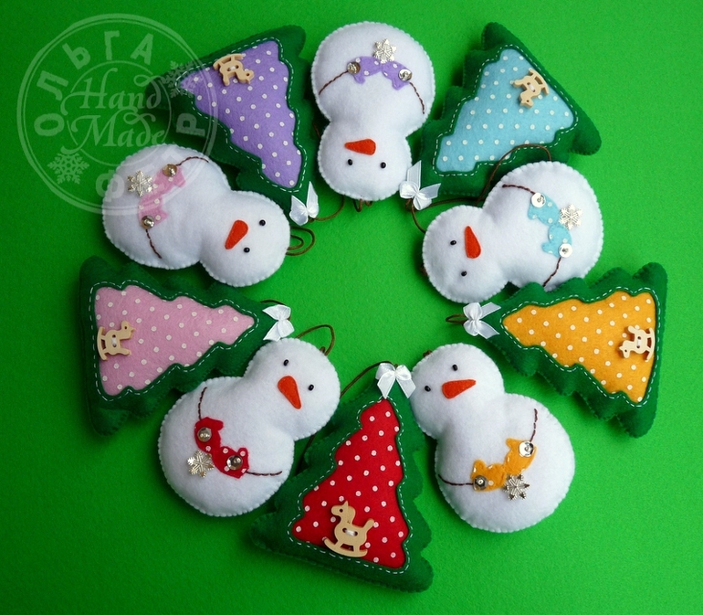 Набор елочных игрушек из фетра