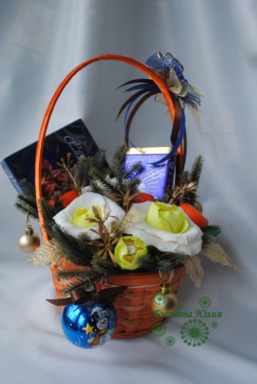Подарочная корзина с мандаринками.