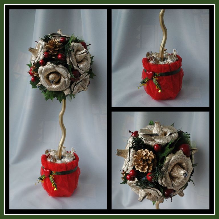 Новогодние конфетные топиарии.