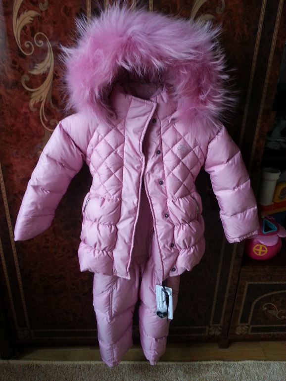 Борелли зимний раздельный комбез розовый 2 года - 8000 руб