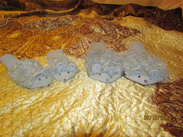 Ёжики. А дочку твердит, что это мышки...