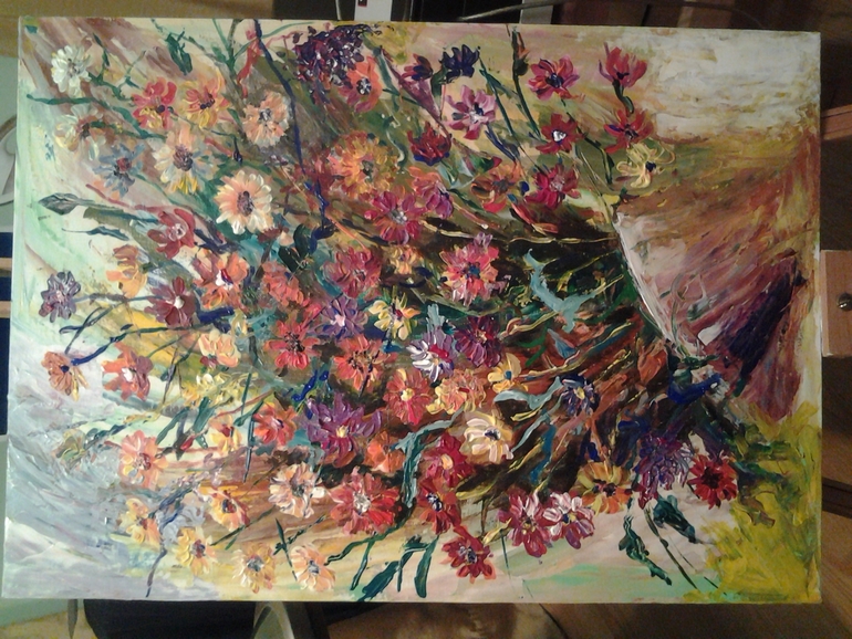 Напишу большой сочный букет(цветы),пейзаж в стиле импрессионизма.