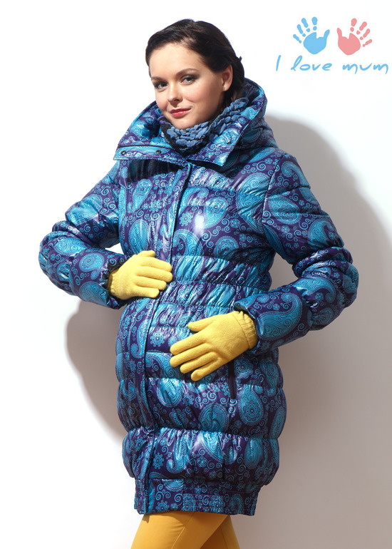 Слингокуртка Гретта зимняя 3 в 1, фиолетово-бирюзовые пейсли - I love mum 48р
