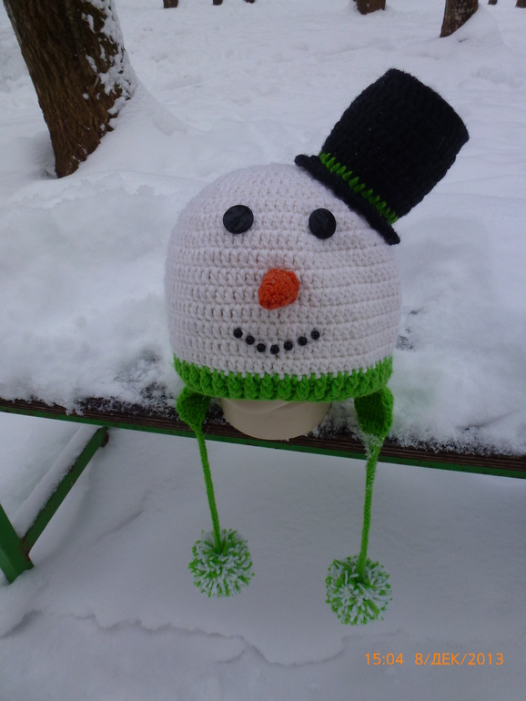 шапка снеговик