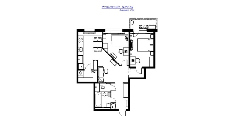 Двухкомнатная квартира 67,8 м.кв.