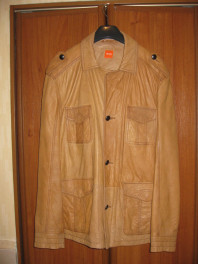 Коричневая кожаная курта/пиджак Hugo Boss Orange