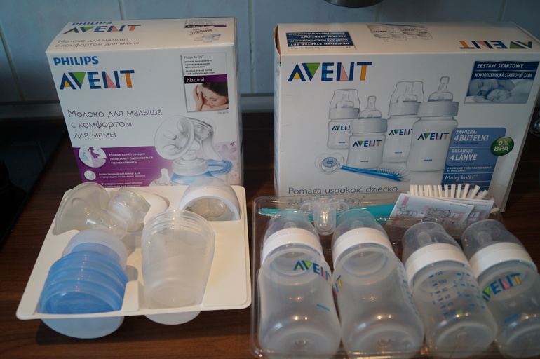 Ручной молокоотсос Philips AVENT+набор бутылочек для новорожденного